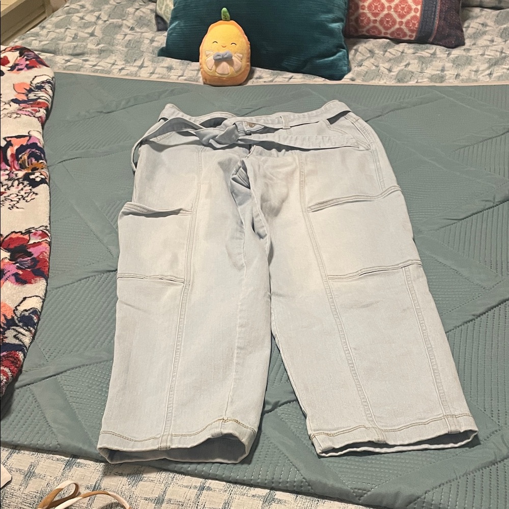 Light Blue Denim Capri wide to straight legPants